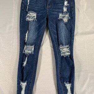 S.O.N.G. Curvy High Rise Skinny Jeans 13/31 Distressed Ripped Ankle Stretch